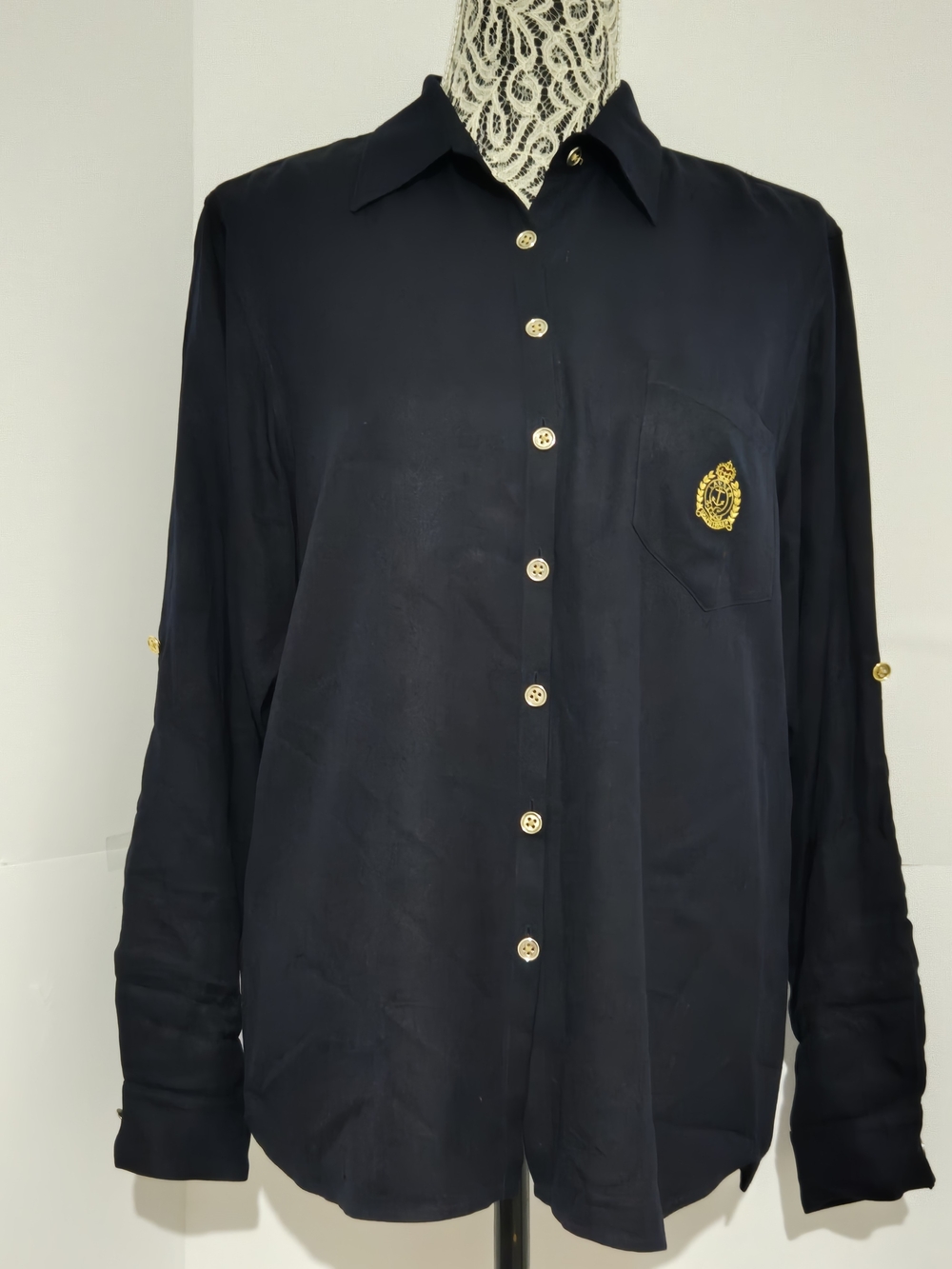 Ralph Lauren Navy Top with Green Label Detail - Picture 2 of 9